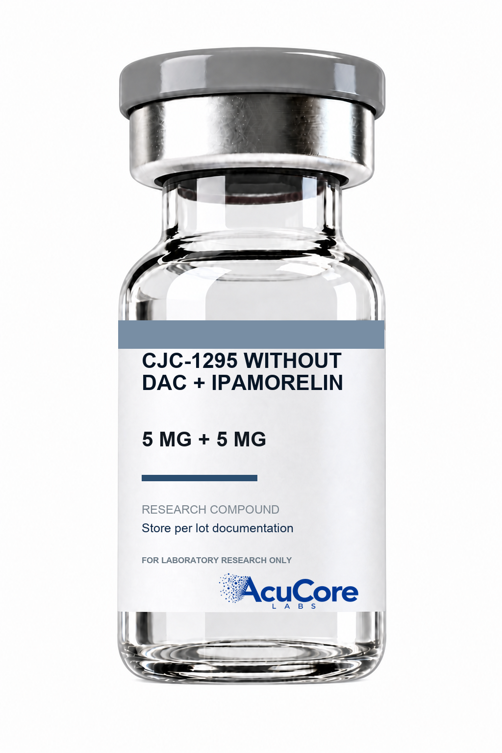 AcuCore Labs CJC-1295 Without DAC + Ipamorelin 5 MG + 5 MG research product vial
